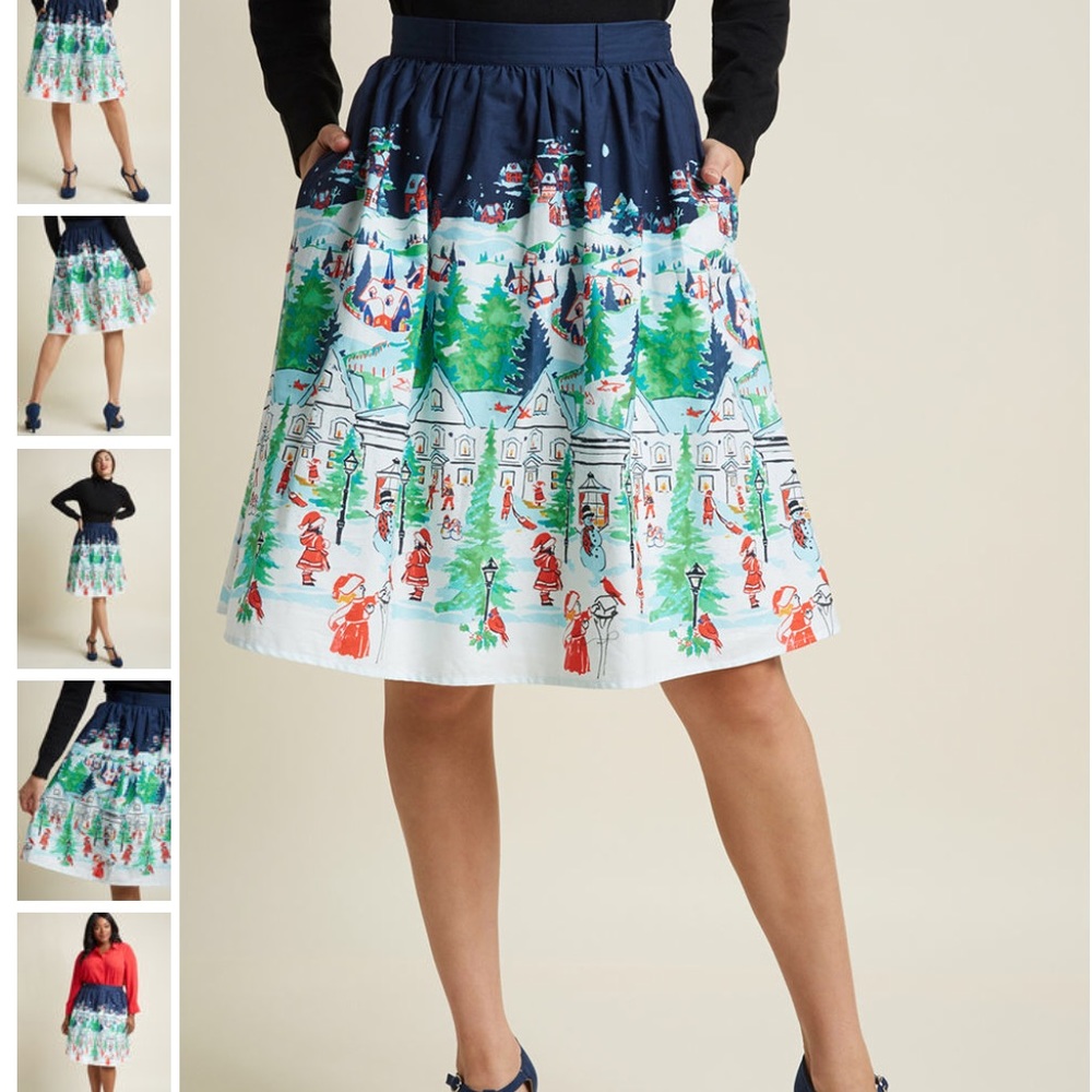 ModCloth Winter Wonderland Christmas Skirt - Small